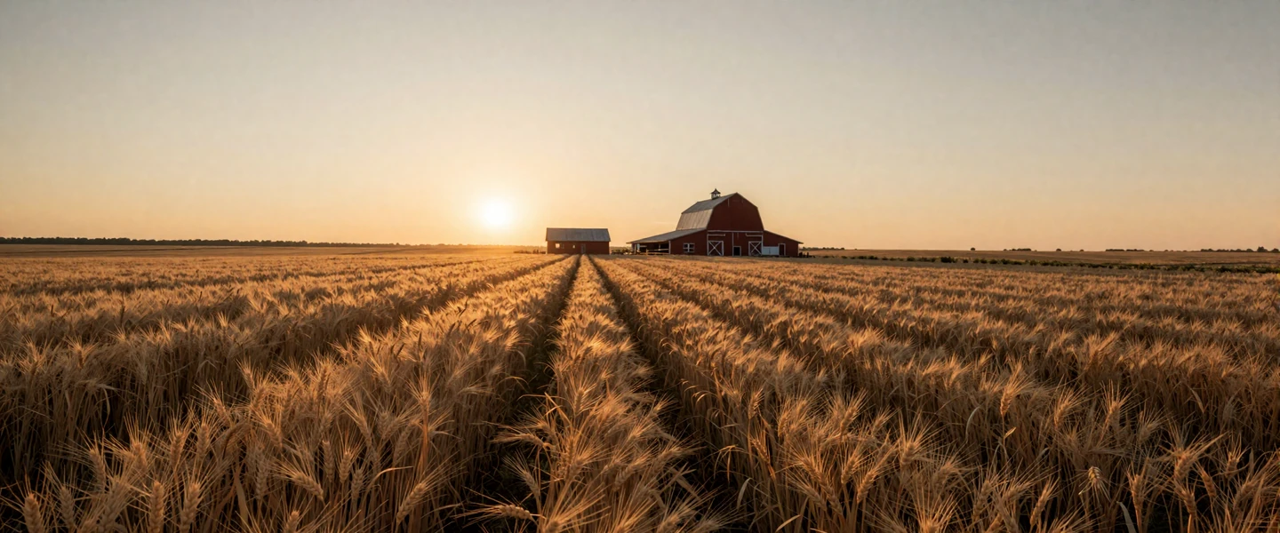 Golden wheat field at sunset across American heartland farmland for farmer dating success stories