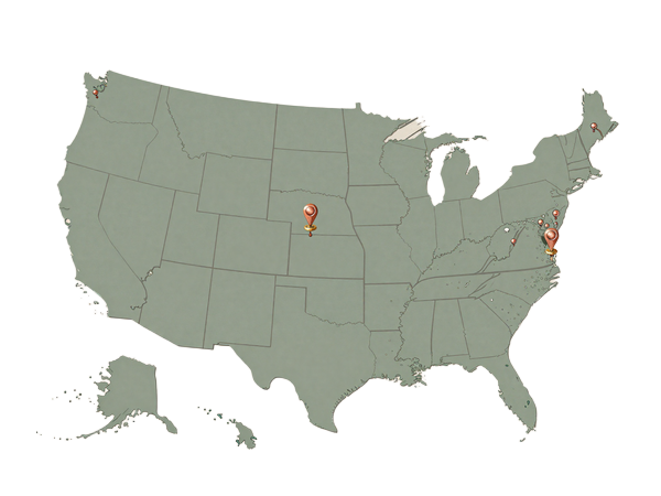 Map of 19 US states covered by YourSuper-Datings local farmers dating pages